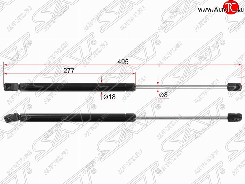 569 р. Упор крышки багажника SAT (газовый)  Hyundai Solaris  RBr (2010-2017) хэтчбэк дорестайлинг, хэтчбэк рестайлинг  с доставкой в г. Нижний Новгород