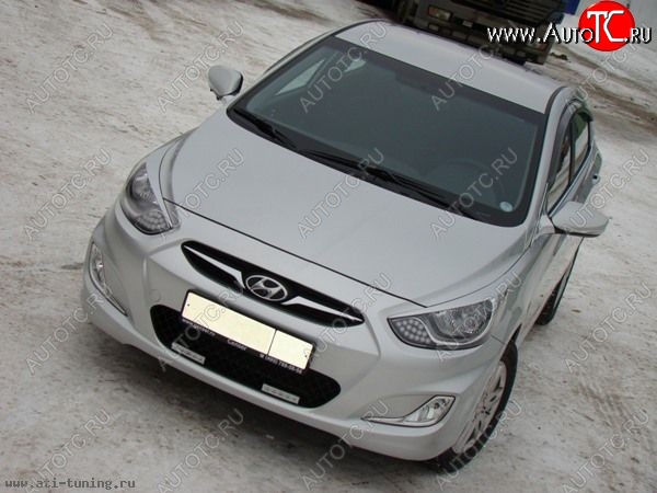 1 149 р. Реснички MV Hyundai Solaris RBr хэтчбэк дорестайлинг (2010-2014) (Неокрашенные)  с доставкой в г. Нижний Новгород