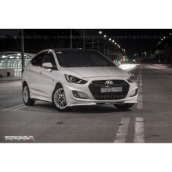 2 899 р. Накладка на передний бампер TopKontur Design v2 Hyundai Solaris RBr хэтчбэк дорестайлинг (2010-2014) (Неокрашенная)  с доставкой в г. Нижний Новгород. Увеличить фотографию 12