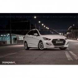 2 899 р. Накладка на передний бампер TopKontur Design v2 Hyundai Solaris RBr хэтчбэк дорестайлинг (2010-2014) (Неокрашенная)  с доставкой в г. Нижний Новгород. Увеличить фотографию 13