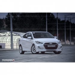 2 899 р. Накладка на передний бампер TopKontur Design v2 Hyundai Solaris RBr хэтчбэк дорестайлинг (2010-2014) (Неокрашенная)  с доставкой в г. Нижний Новгород. Увеличить фотографию 15