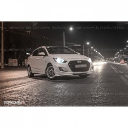 2 899 р. Накладка на передний бампер TopKontur Design v2 Hyundai Solaris RBr хэтчбэк дорестайлинг (2010-2014) (Неокрашенная)  с доставкой в г. Нижний Новгород. Увеличить фотографию 6