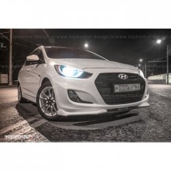 2 899 р. Накладка на передний бампер TopKontur Design v2 Hyundai Solaris RBr хэтчбэк дорестайлинг (2010-2014) (Неокрашенная)  с доставкой в г. Нижний Новгород. Увеличить фотографию 8