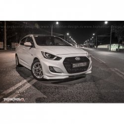 2 899 р. Накладка на передний бампер TopKontur Design v2 Hyundai Solaris RBr хэтчбэк дорестайлинг (2010-2014) (Неокрашенная)  с доставкой в г. Нижний Новгород. Увеличить фотографию 9