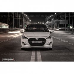 2 899 р. Накладка на передний бампер TopKontur Design v2 Hyundai Solaris RBr хэтчбэк дорестайлинг (2010-2014) (Неокрашенная)  с доставкой в г. Нижний Новгород. Увеличить фотографию 11