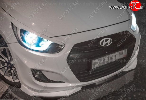 2 899 р. Накладка на передний бампер TopKontur Design v2 Hyundai Solaris RBr хэтчбэк дорестайлинг (2010-2014) (Неокрашенная)  с доставкой в г. Нижний Новгород