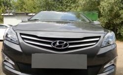 2 099 р. Сетка на бампер Russtal (черная) Hyundai Solaris RBr седан рестайлинг (2014-2017)  с доставкой в г. Нижний Новгород. Увеличить фотографию 5