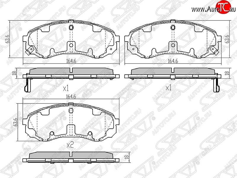 1 649 р. Колодки тормозные SAT (передние)  Hyundai Starex/Grand Starex/H1  TQ (2007-2018), Hyundai Starex/H1  A1 (1997-2004), KIA Carnival  VQ (2005-2014)  с доставкой в г. Нижний Новгород