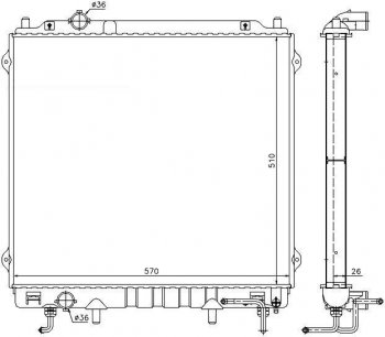 Радиатор двигателя SAT Hyundai (Хюндаи) Terracan (Терракан)  HP (2001-2007) HP дорестайлинг, рестайлинг