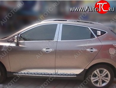 3 749 р. Накладки на верхнюю часть по периметру окон боковых дверей СТ Hyundai Tucson LM (2010-2017) (Неокрашенные)  с доставкой в г. Нижний Новгород