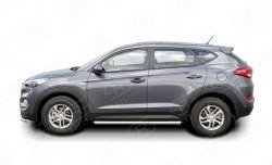 15 799 р. Защита порогов из круглой трубы диаметром 63 мм Russtal Hyundai Tucson TL дорестайлинг (2015-2018)  с доставкой в г. Нижний Новгород. Увеличить фотографию 2