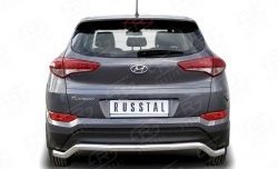 15 999 р. Защита заднего бампера (Ø63 мм волна, нержавейка) SLITKOFF  Hyundai Tucson  TL (2015-2018) дорестайлинг  с доставкой в г. Нижний Новгород. Увеличить фотографию 1