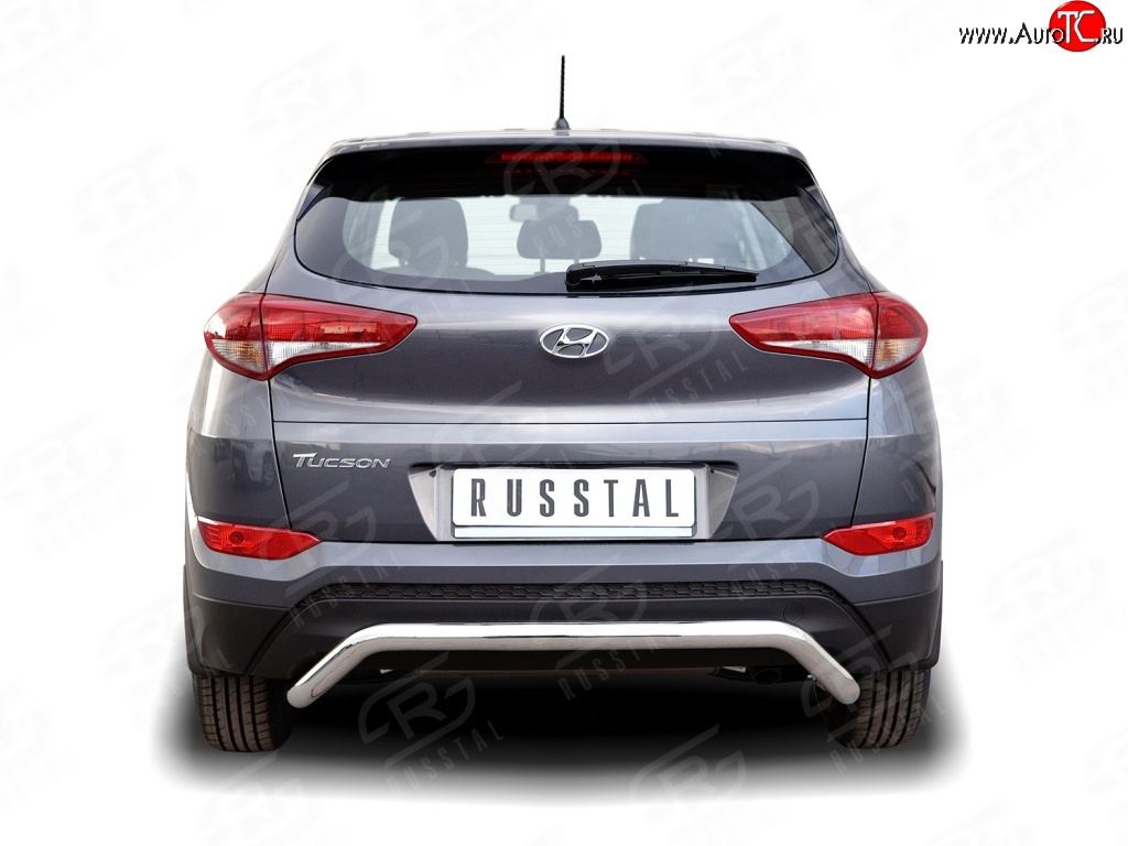 13 299 р. Защита заднего бампера (Ø63 мм волна короткая, нержавейка) SLITKOFF  Hyundai Tucson  TL (2015-2018) дорестайлинг  с доставкой в г. Нижний Новгород