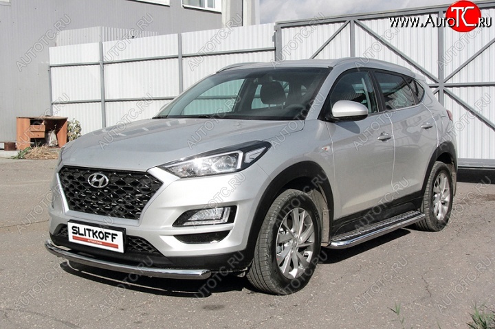 18 599 р. Защита порогов d57 Slitkoff (с листом)  Hyundai Tucson  TL (2018-2021) рестайлинг  с доставкой в г. Нижний Новгород