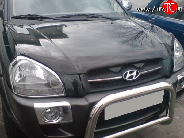 2 204 р. Дефлектор капота NovLine (рестайлинг) Hyundai Tucson JM (2004-2010)  с доставкой в г. Нижний Новгород