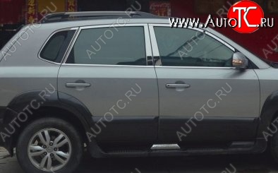 6 899 р. Накладки на верхнюю часть по периметру окон боковых дверей СТ Hyundai Tucson JM (2004-2010) (Неокрашенные)  с доставкой в г. Нижний Новгород