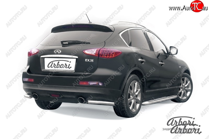 8 999 р. Защита заднего бампера Arbori (уголки, нержавейка, 1 труба d57 mm). INFINITI EX35 J50 (2007-2013)  с доставкой в г. Нижний Новгород