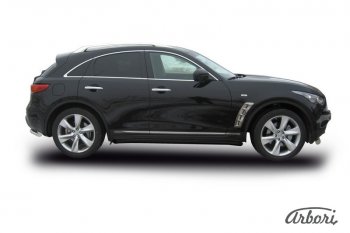 Защита штатных порогов Arbori (черная, d57 mm). INFINITI FX50 S51 дорестайлинг (2008-2011)