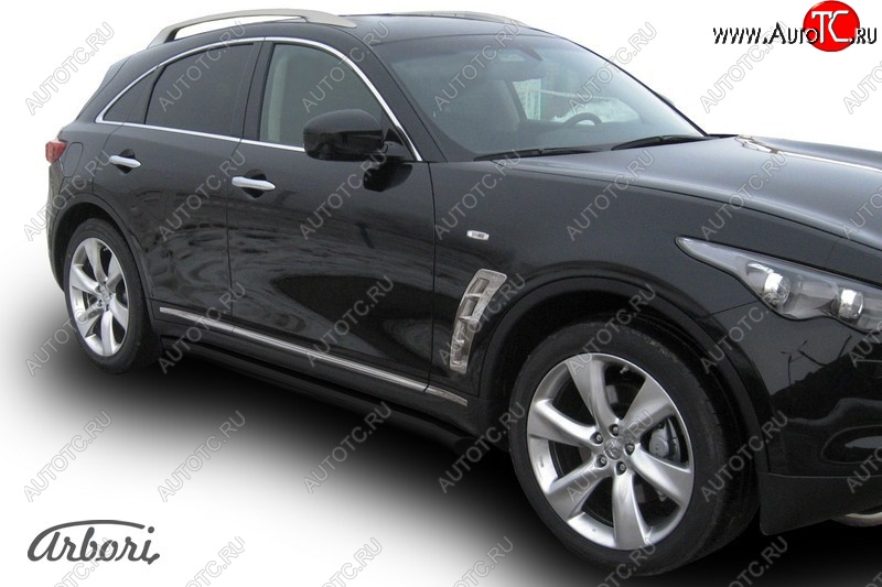 10 259 р. Защита штатных порогов Arbori (черная, d76 mm). INFINITI FX50 S51 дорестайлинг (2008-2011)  с доставкой в г. Нижний Новгород