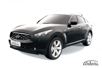 Защита переднего бампера Arbori (черная, 1 труба d76 mm). INFINITI FX50 S51 дорестайлинг (2008-2011)