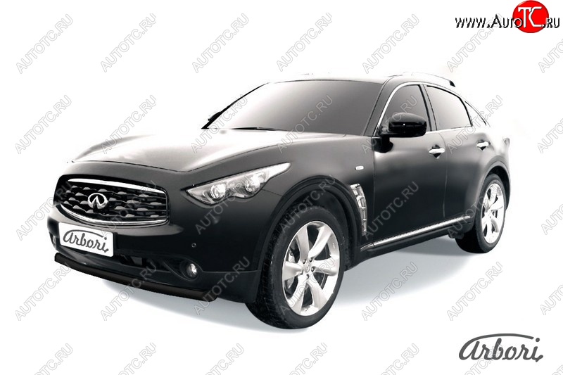 11 159 р. Защита переднего бампера Arbori (черная, 1 труба d76 mm). INFINITI FX50 S51 дорестайлинг (2008-2011)  с доставкой в г. Нижний Новгород