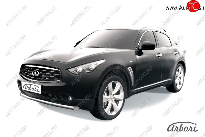 4 999 р. Защита переднего бампера Arbori (нержавейка, 1 труба d76 mm). INFINITI FX50 S51 дорестайлинг (2008-2011)  с доставкой в г. Нижний Новгород