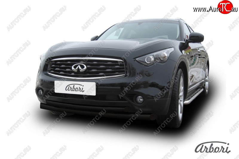 13 859 р. Защита переднего бампера Arbori (черная, 2 трубы d76 и 57 mm) INFINITI FX50 S51 дорестайлинг (2008-2011)  с доставкой в г. Нижний Новгород