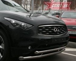 27 134 р. Защита переднего бампера двойная Souz-96 (d76/60) INFINITI FX50 S51 дорестайлинг (2008-2011)  с доставкой в г. Нижний Новгород. Увеличить фотографию 2