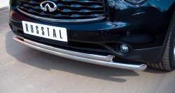 22 399 р. Защита переднего бампера (2 трубыØ63 мм, нержавейка) SLITKOFF INFINITI QX70 S51 (2013-2020)  с доставкой в г. Нижний Новгород. Увеличить фотографию 2