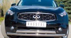 27 649 р. Защита переднего бампера (2 трубыØ75х42 мм, нержавейка) Russtal INFINITI FX37 S51 рестайлинг (2011-2013)  с доставкой в г. Нижний Новгород. Увеличить фотографию 2