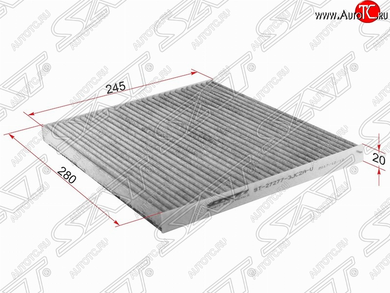 299 р. Фильтр салонный SAT (угольный, 280х245х20 mm)  INFINITI JX35 (2012-2014), Nissan Altima  седан (2012-2015), Nissan Murano  3 Z52 (2015-2025), Nissan Pathfinder  R52 (2012-2017), Nissan Teana  3 L33 (2014-2020)  с доставкой в г. Нижний Новгород