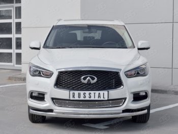 17 999 р. Защита переднего бампера (2 трубыØ63 и 42 мм, нержавейка) SLITKOFF  INFINITI QX60  L50 (2016-2021) рестайлинг  с доставкой в г. Нижний Новгород. Увеличить фотографию 2