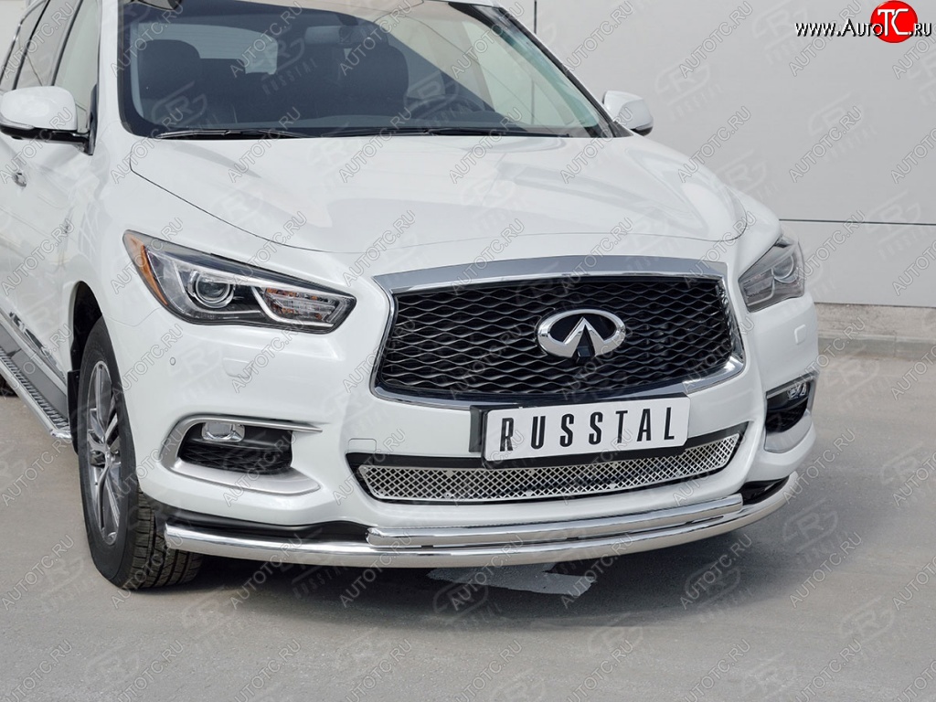 17 999 р. Защита переднего бампера (2 трубыØ63 и 42 мм, нержавейка) SLITKOFF  INFINITI QX60  L50 (2016-2021) рестайлинг  с доставкой в г. Нижний Новгород