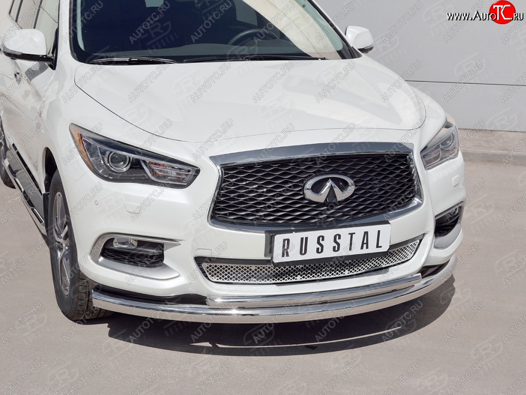 18 499 р. Защита заднего бампера (Ø76 и 42 мм, нержавейка) SLITKOFF INFINITI QX60 L50 рестайлинг (2016-2021)  с доставкой в г. Нижний Новгород