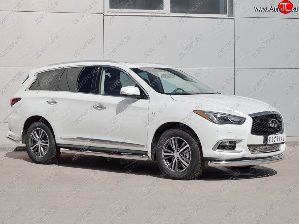 15 999 р. Защита переднего бампера (Ø76 мм, нержавейка) SLITKOFF INFINITI QX60 L50 рестайлинг (2016-2021)  с доставкой в г. Нижний Новгород