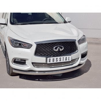 17 749 р. Защита переднего бампера (Ø75х42 мм, нержавейка) Russtal INFINITI QX60 L50 рестайлинг (2016-2021)  с доставкой в г. Нижний Новгород. Увеличить фотографию 2