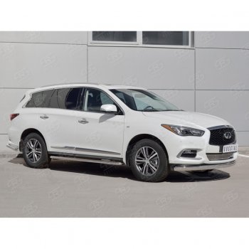 17 749 р. Защита переднего бампера (Ø75х42 мм, нержавейка) Russtal INFINITI QX60 L50 рестайлинг (2016-2021)  с доставкой в г. Нижний Новгород. Увеличить фотографию 3