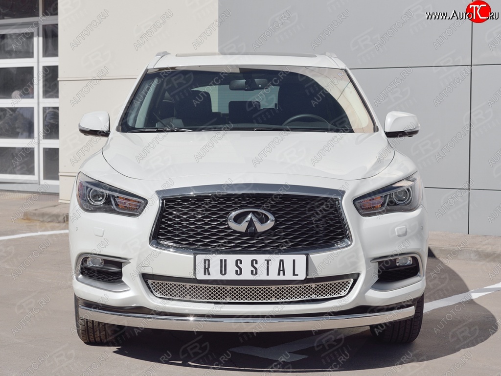 17 749 р. Защита переднего бампера (Ø75х42 мм, нержавейка) Russtal INFINITI QX60 L50 рестайлинг (2016-2021)  с доставкой в г. Нижний Новгород