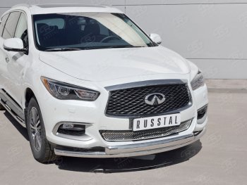 22 949 р. Защита переднего бампера (2 трубыØ63 и 75х42 мм, нержавейка) Russtal INFINITI QX60 L50 рестайлинг (2016-2021)  с доставкой в г. Нижний Новгород. Увеличить фотографию 2