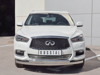 22 949 р. Защита переднего бампера (2 трубыØ63 и 75х42 мм, нержавейка) Russtal INFINITI QX60 L50 рестайлинг (2016-2021)  с доставкой в г. Нижний Новгород. Увеличить фотографию 3