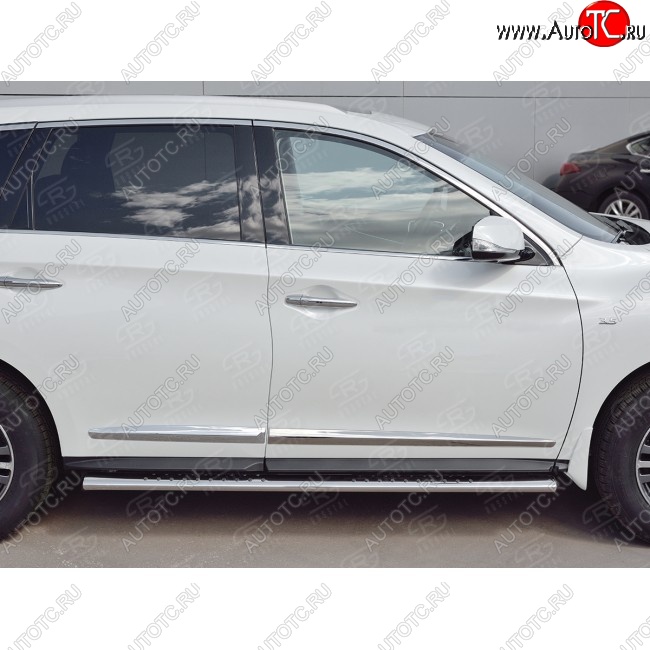 30 649 р. Порожки для ног (труба Ø75х42 овал с проступью) Russtal INFINITI QX60 L50 рестайлинг (2016-2021)  с доставкой в г. Нижний Новгород