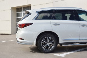 Защита заднего бампера (Ø63 мм уголки, нержавейка) Russtal INFINITI QX60 L50 рестайлинг (2016-2021)