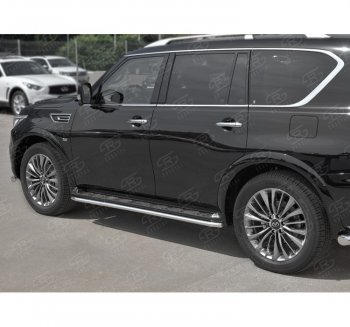 16 549 р. Защита порогов (Ø42 мм, нержавейка) SLITKOFF INFINITI QX80 Z62 2-ой рестайлинг (2018-2024)  с доставкой в г. Нижний Новгород. Увеличить фотографию 2