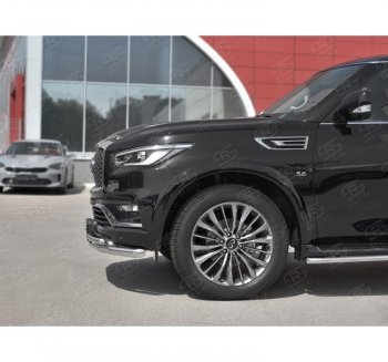 21 699 р. Защита переднего бампера (2 трубы Ø63 и 42 мм, нержавейка) SLITKOFF INFINITI QX80 Z62 2-ой рестайлинг (2018-2024)  с доставкой в г. Нижний Новгород. Увеличить фотографию 2