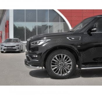 17 999 р. Защита переднего бампера (Ø76 мм, нержавейка) SLITKOFF INFINITI QX80 Z62 2-ой рестайлинг (2018-2024)  с доставкой в г. Нижний Новгород. Увеличить фотографию 2