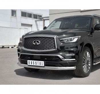 17 999 р. Защита переднего бампера (Ø76 мм, нержавейка) SLITKOFF INFINITI QX80 Z62 2-ой рестайлинг (2018-2024)  с доставкой в г. Нижний Новгород. Увеличить фотографию 3