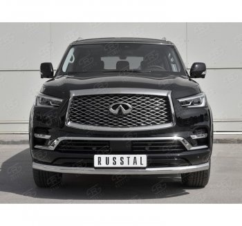 17 999 р. Защита переднего бампера (Ø76 мм, нержавейка) SLITKOFF INFINITI QX80 Z62 2-ой рестайлинг (2018-2024)  с доставкой в г. Нижний Новгород. Увеличить фотографию 4