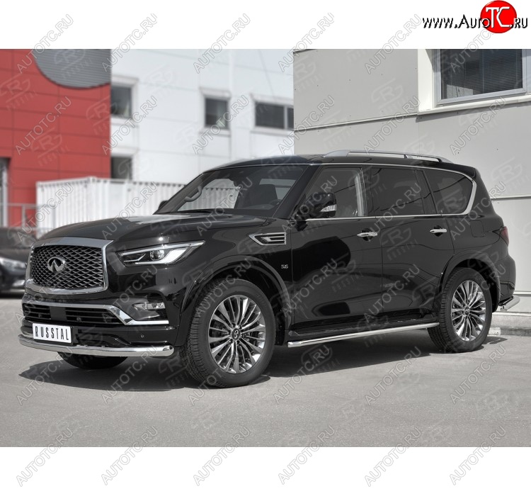 17 999 р. Защита переднего бампера (Ø76 мм, нержавейка) SLITKOFF INFINITI QX80 Z62 2-ой рестайлинг (2018-2024)  с доставкой в г. Нижний Новгород