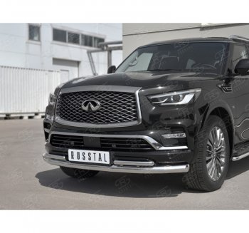 21 999 р. Защита переднего бампера (2 трубы Ø76 и 42 мм, нержавейка) SLITKOFF INFINITI QX80 Z62 2-ой рестайлинг (2018-2024)  с доставкой в г. Нижний Новгород. Увеличить фотографию 3