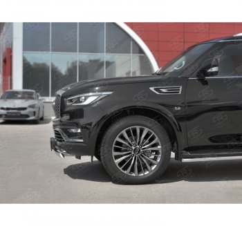 14 999 р. Защита переднего бампера (Ø75х42 мм, нержавейка) Russtal INFINITI QX80 Z62 2-ой рестайлинг (2018-2024)  с доставкой в г. Нижний Новгород. Увеличить фотографию 2